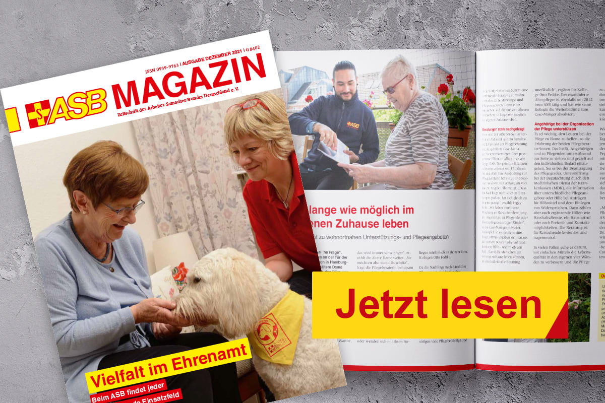 Die Dezember-Ausgabe des ASB-Magazins ist erschienen: Ehrenamt hat viele Gesichter - beim ASB findet jeder das passende Einsatzfeld!