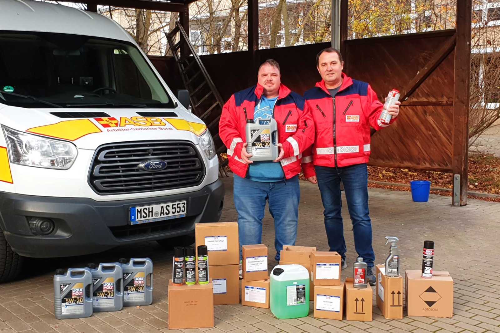 Die Spende der Firma LIQUI MOLY in schwierigen Corona-Krisen-Zeiten wurde dankbar vom ASB in Hettstedt entgegengenommen.